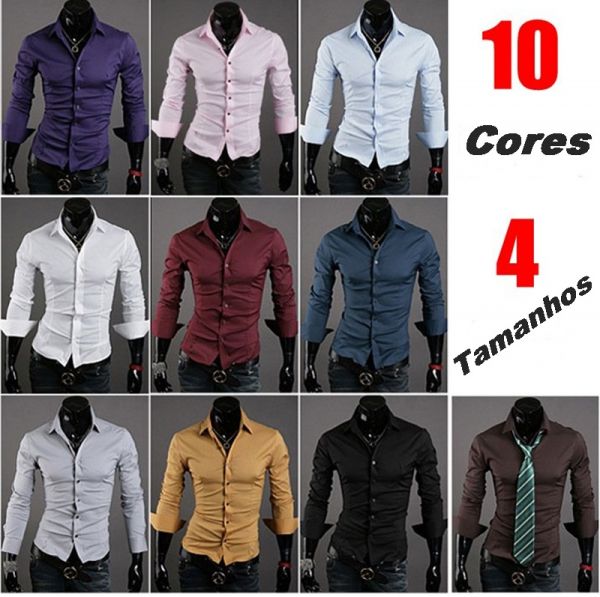 Camisa Social Slim Fit Importada - D43-FRETE GRÁTIS !!!